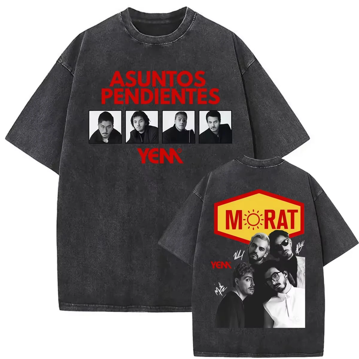 Summer Hot Sale Band Morat Asuntos Pendientes Yem Vintage Washed T Shirt Men Women Fashion Gothic Classic T Shirts Streetwear
