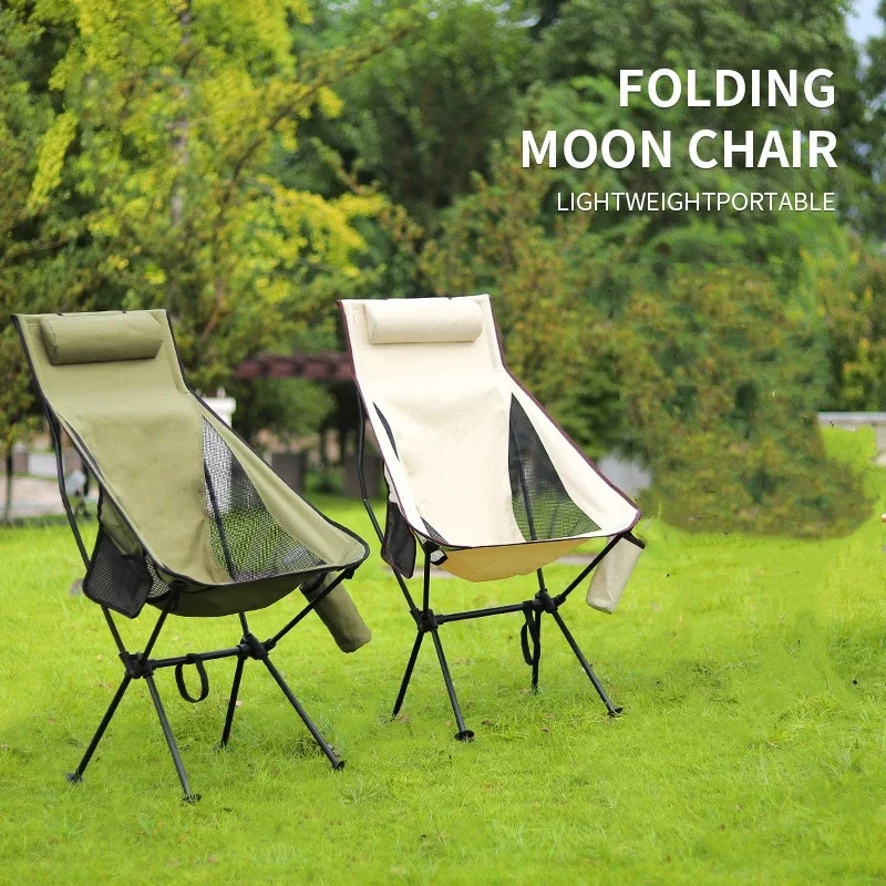 Portable Folding Camping Chair with Headrest Tourist Chairs Aluminum Alloy Fishing Chair Outdoor Travel Furniture Picnic