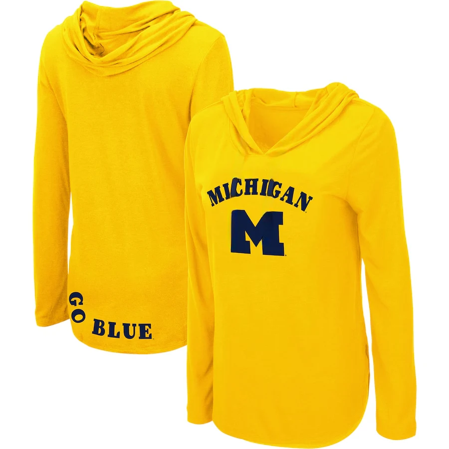 24/25 New Michigan Wolverine Arena Women's High Quality Long Sleeve Hoodie Solid Color Loose Oversized Rugby Long Sleeve Hoodie