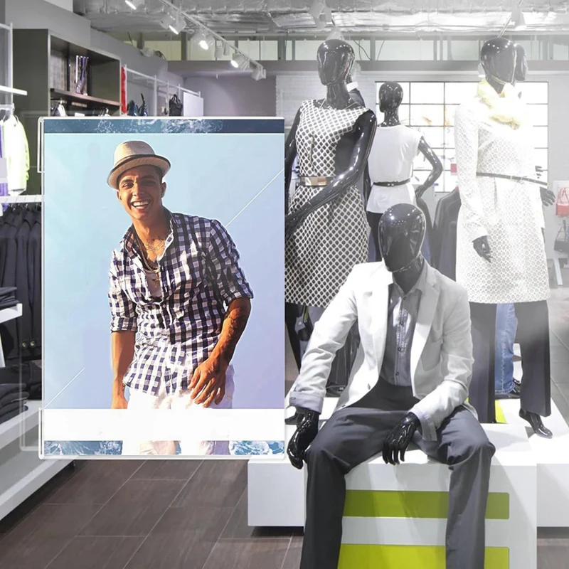 Suporte acrílico claro do sinal, Wall Mount Display Frame, acrílico Sign Holder, 8.5X1 1 Polegada, 4pcs