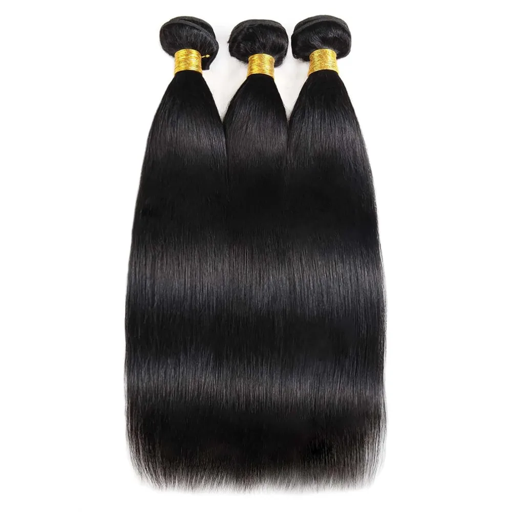 Extensiones de cabello humano liso, mechones de cabello humano 100% Real, Remy brasileño, negro Natural, 26, 28 y 30 pulgadas