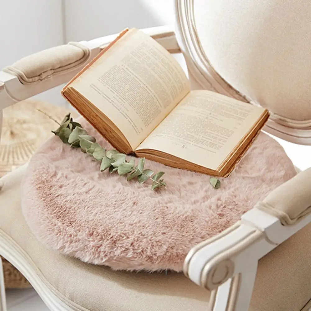 45cm Plush Chair Seat Cushion Rabbit Fur Pearl Stool Backrest Home Office Pillow Chair Protective Mat Seat Pad Chair Cushion