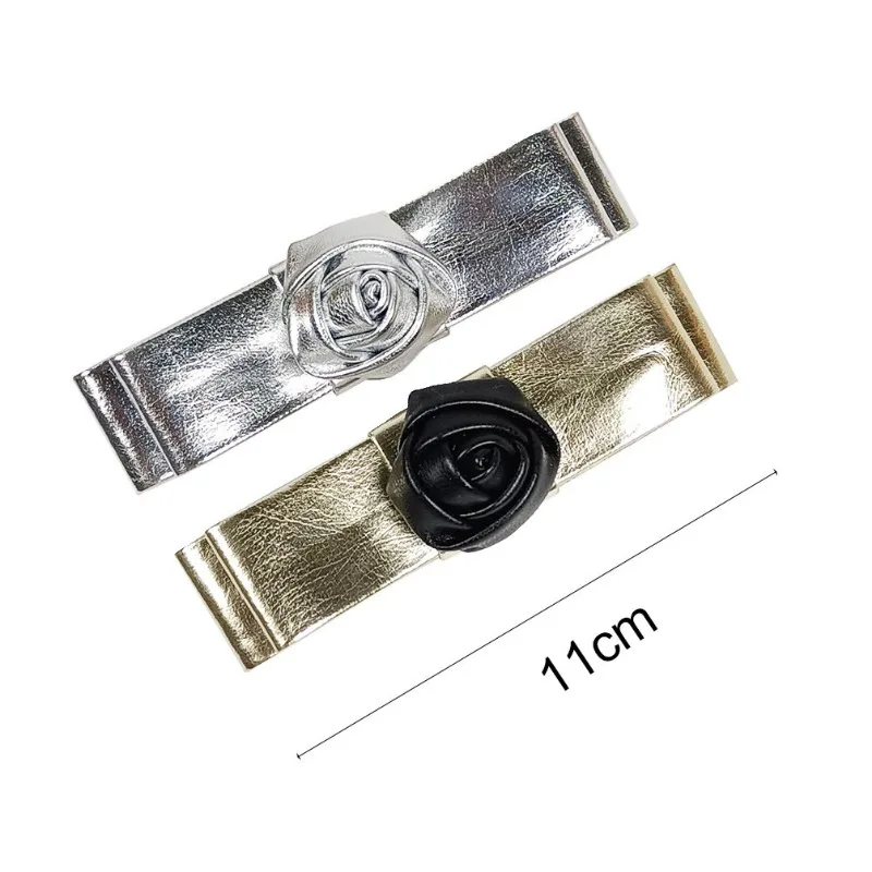 

High-end Leather Rose Flower Hair Clips Temperament Bow Hairpins Barrette Girls Ponytail Clip Headwear Korean Hair Accessories