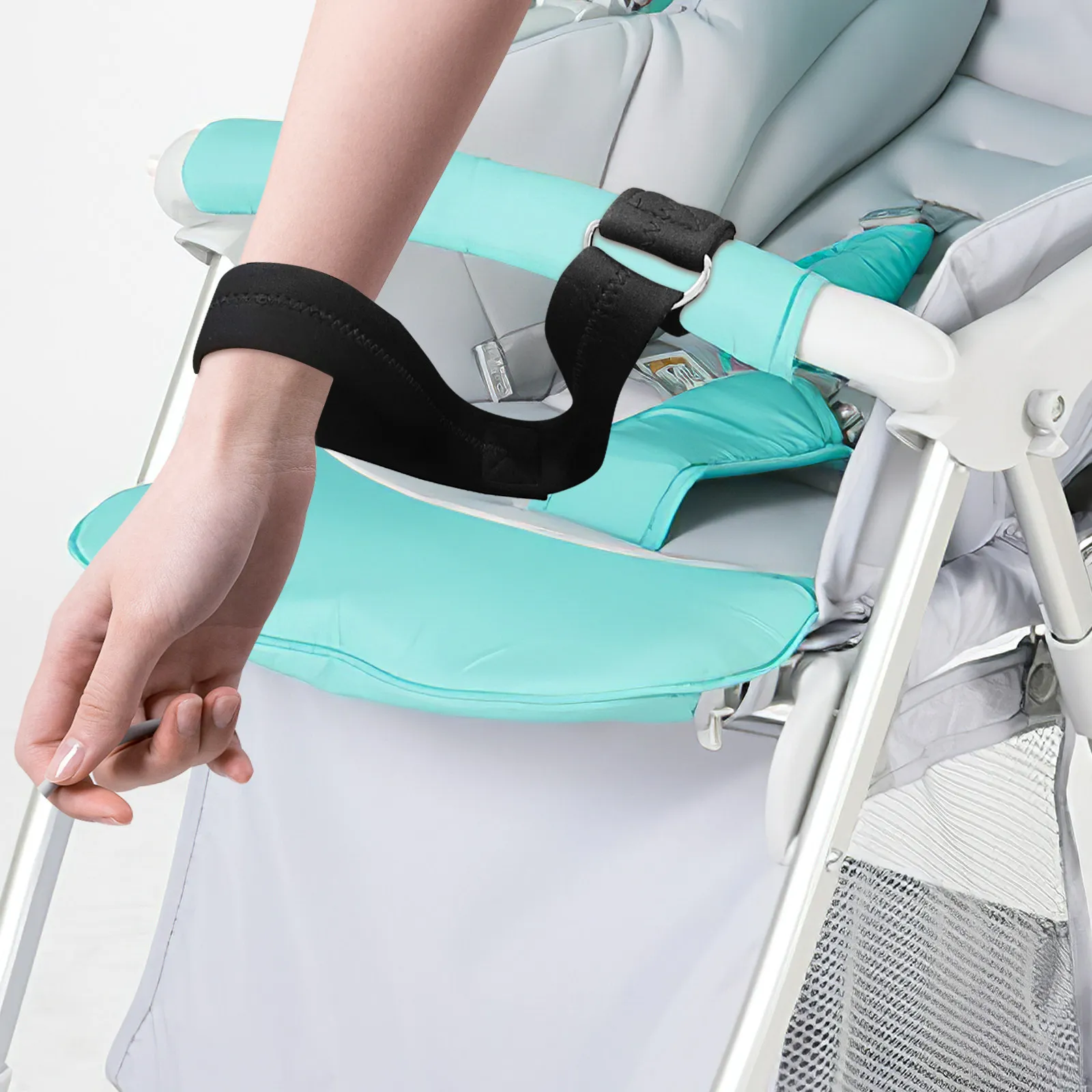 Premium Neoprene Stroller Safety Wrist Band for Parents Slip-Resistant Push Chair Bracelet Anti- Shopping Cart Armband