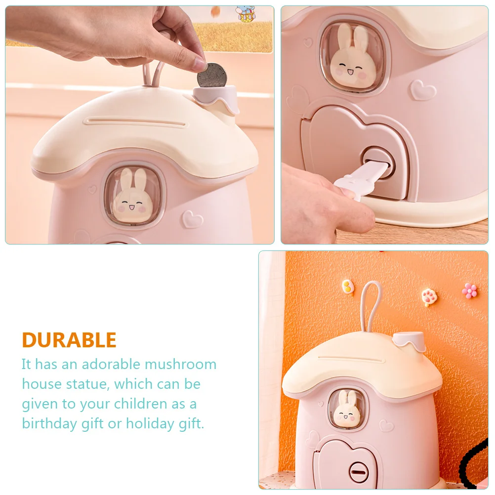 

Cute Cartoon Piggy Bank Mushroom House Kids Gift Saving Pot Desktop Decor Plastic Money Jar Household Storage Box for Children