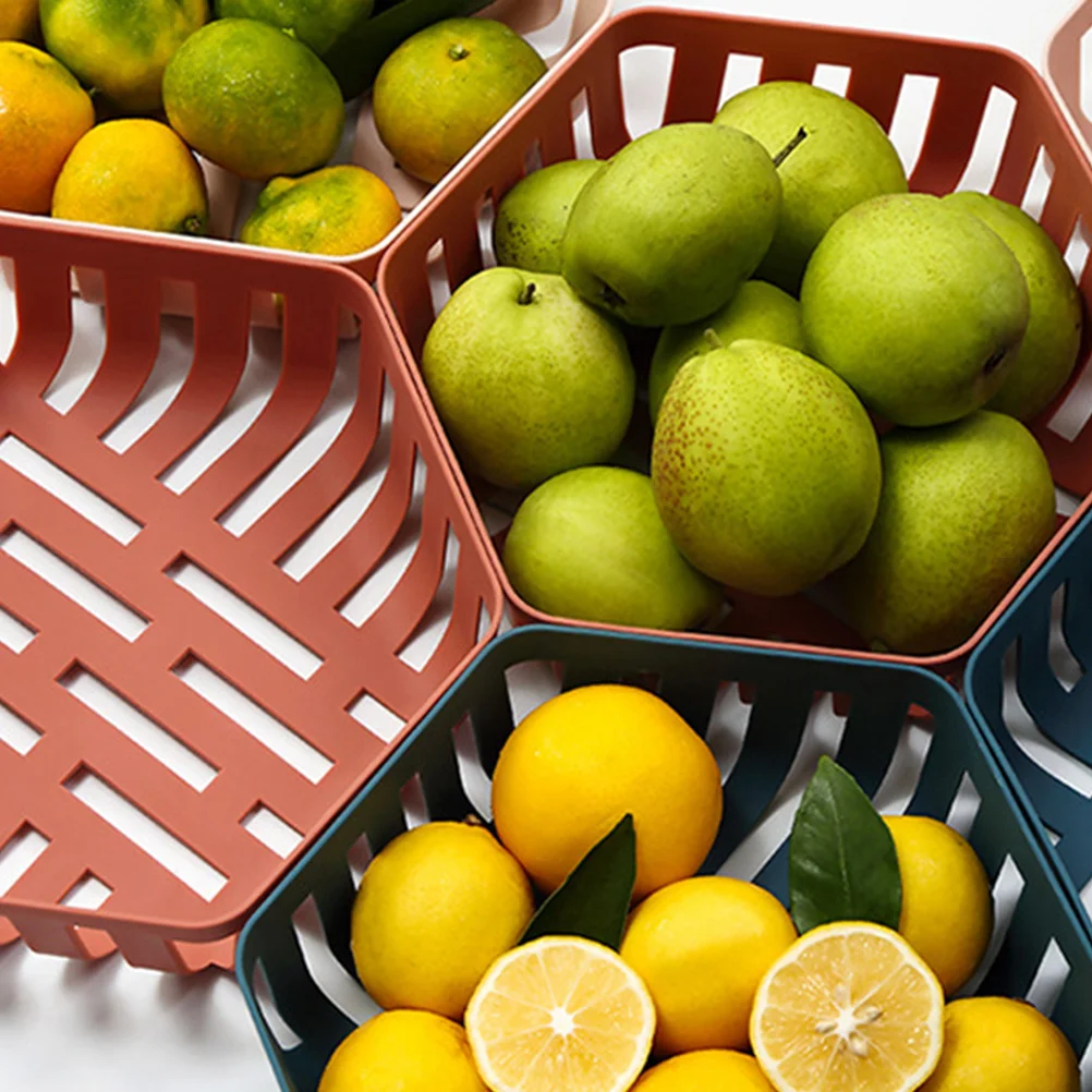 

2pcs Drain Basket Fruit Vegetable Washing Storage Basket Multi-Purpose Mesh Kitchen Bathroom Organizer Light Pink