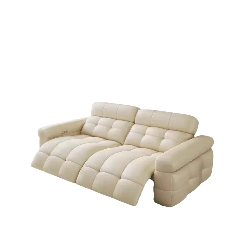 

Custom Electric Convertible Genuine Leather Home Theater Recliner Sofa Chair with Massage Function for Villa Cinema Experience