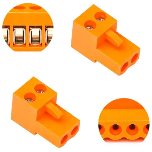 3.96mm Pitch 2-Pin Phoenix Connector 10PCS Orange PCB Screw Terminal Block Plug-In Wire Connection for DIY Electronics