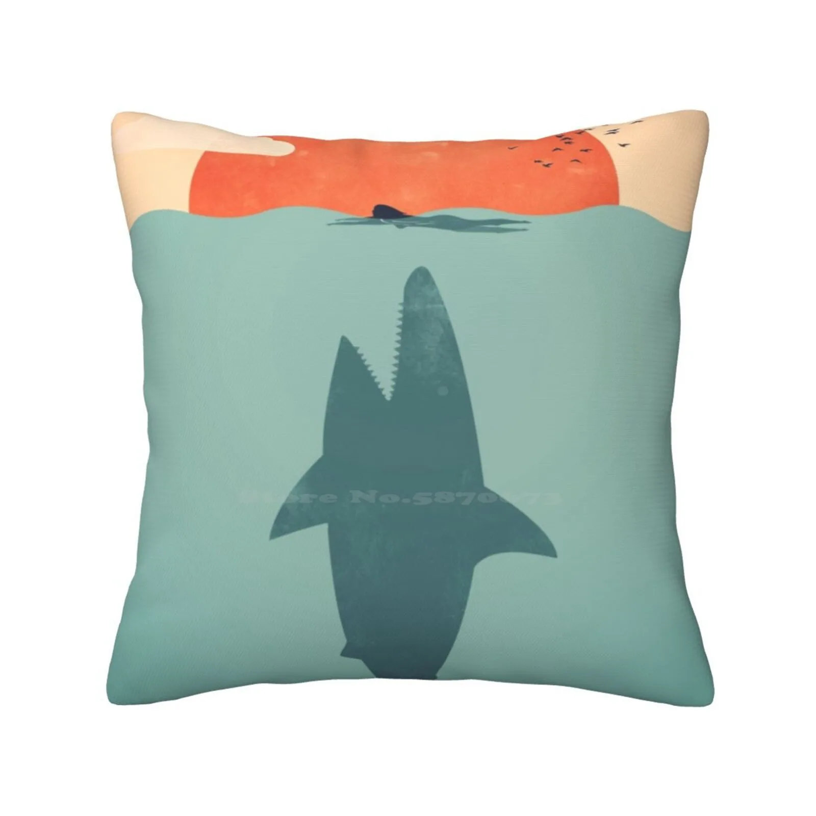 Shark Attack Home Sofa Car Waist Throw Pillowcase Shark Week Filiskun Nature Animals Ocean Sun