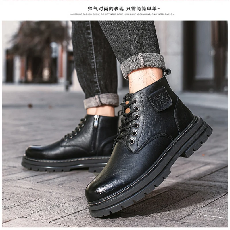 Мужские рабочие ботинки для альпинизма на открытом воздухе: новые большие желтые ботинки 2025 года, прочная рабочая обувь в британском стиле с высоким берцем, увеличивающая рост