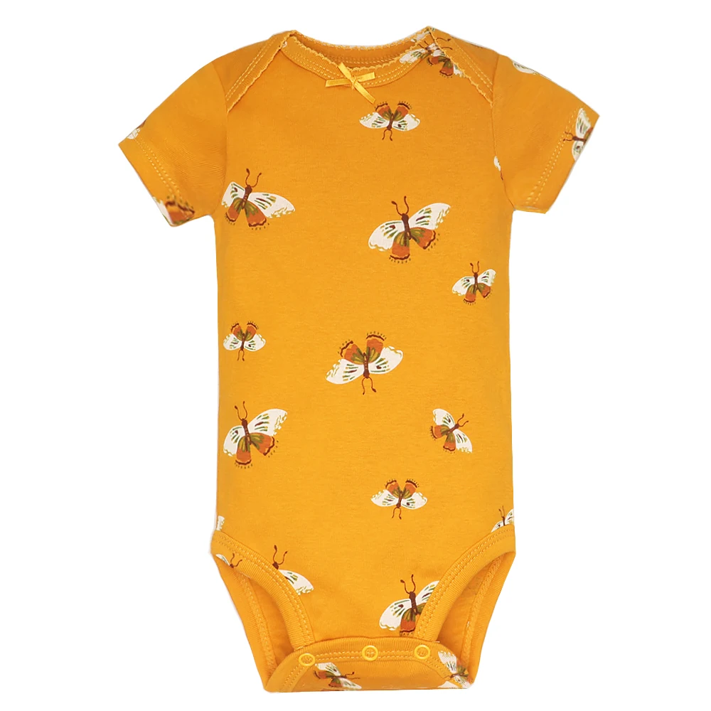 5 Pieces Baby Bodysuits for Newborn Girls Kids Cotton Short Sleeves Rompers Toddlers Summer Flower Clothes Outfit 2023