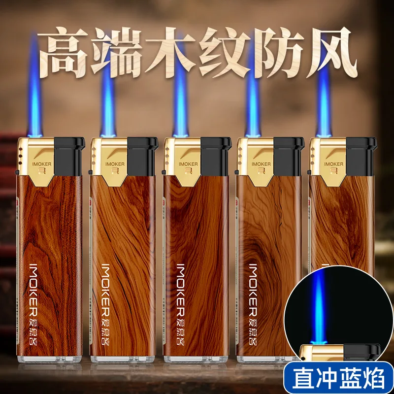

5Pcs Set Lighters Smoking Accessories Straight Blue Flame Inflatable Lighter with Exquisite Pattern Fashion Men's Gifts（NO GAS）
