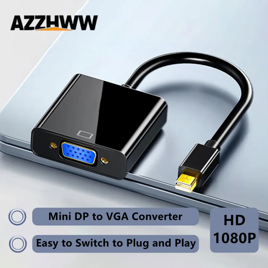 Mini DisplayPort to VGA Adapter 1080P Mini DP Display Port to VGA Converter Male to Female Adapter for ThinkPad SurfacePro PC