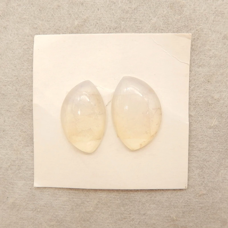 2PCS Artificial Stone Teardrop Cabochons Pale Cream Translucent Jewelry Components for DIY Handmade Jewelry Making 18x10x4mm-2g