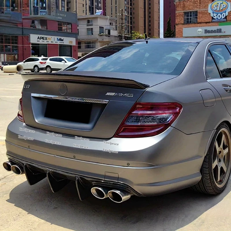 Real Carbon Fiber Rear Trunk Lip Spoiler Wing For Mercedes Benz W204 C204 C63 AMG C200 C250 C300 2Door/4Door 2008-2014 C Class