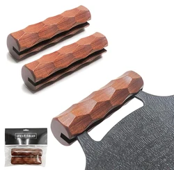 JFEIBLUE Multi-griddle handle cover wood cover iron plate handle at home camping outdoor can accommodate multi-griddle thickness up to 3mm Fashionable installation easy burn prevention 2PCs