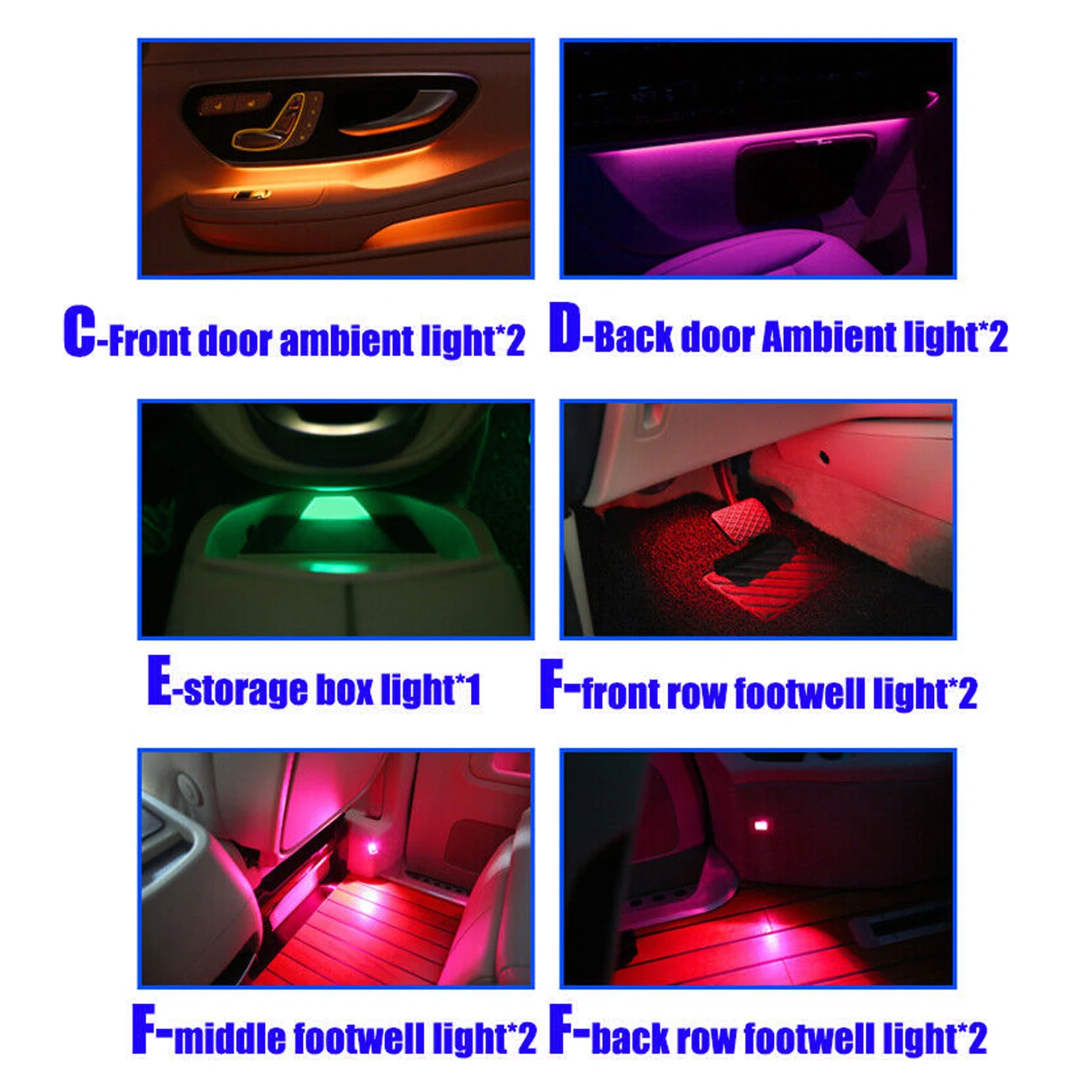 مجموعة مصابيح جو الضوء المحيط LED مكونة من 64 لونًا لسيارة Mercedes-Benz V Class W447