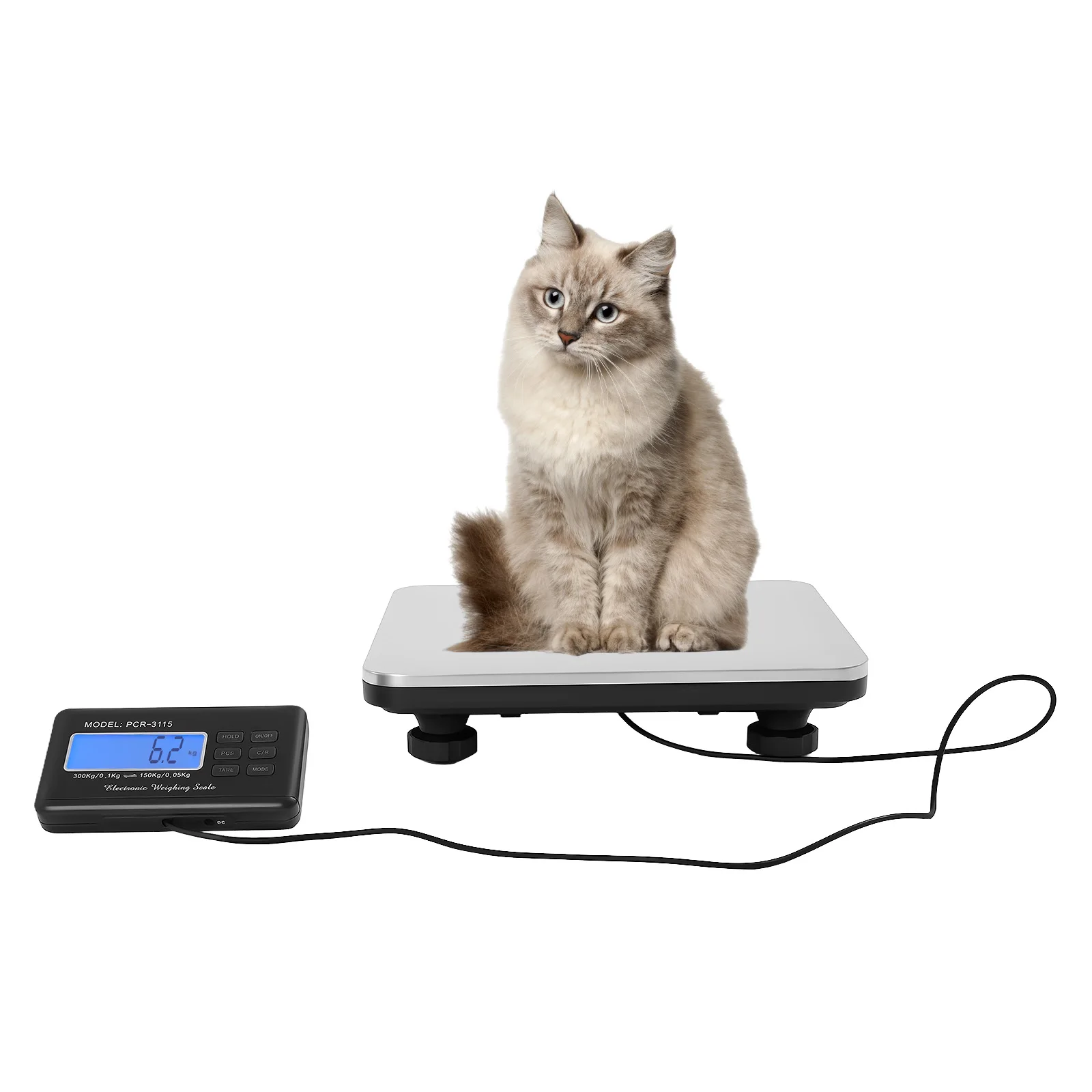 Balance numérique multifonctionnelle pour animaux de compagnie, plate-forme numérique avec 6 boutons de fonction intelligents, capacité de charge maximale de 300kg