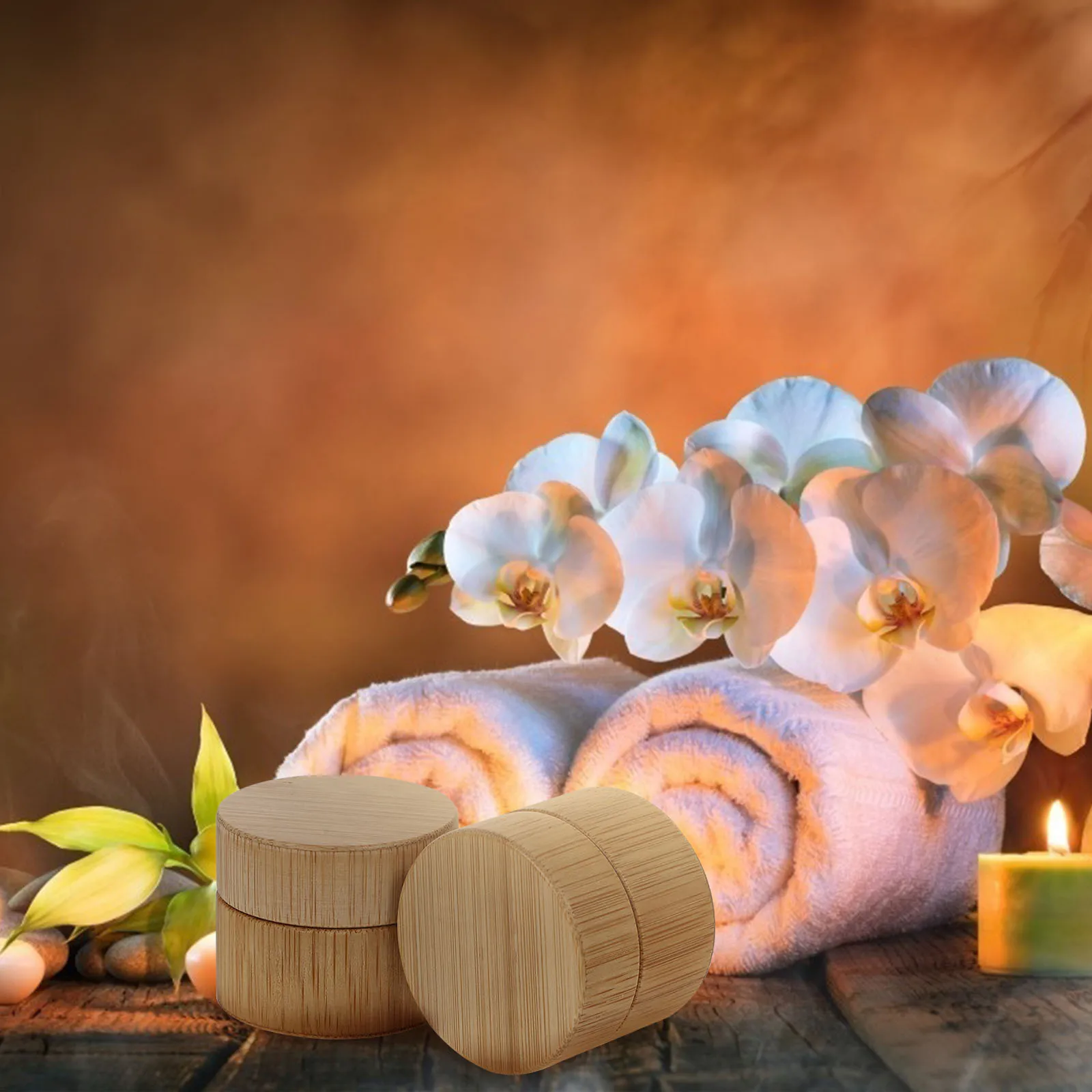 2 stücke Nachfüllbare Bambus Creme Gläser Leere Make-Up Sub Container Tragbare Lagerung Flaschen Für Reise Gesicht Creme Lotion