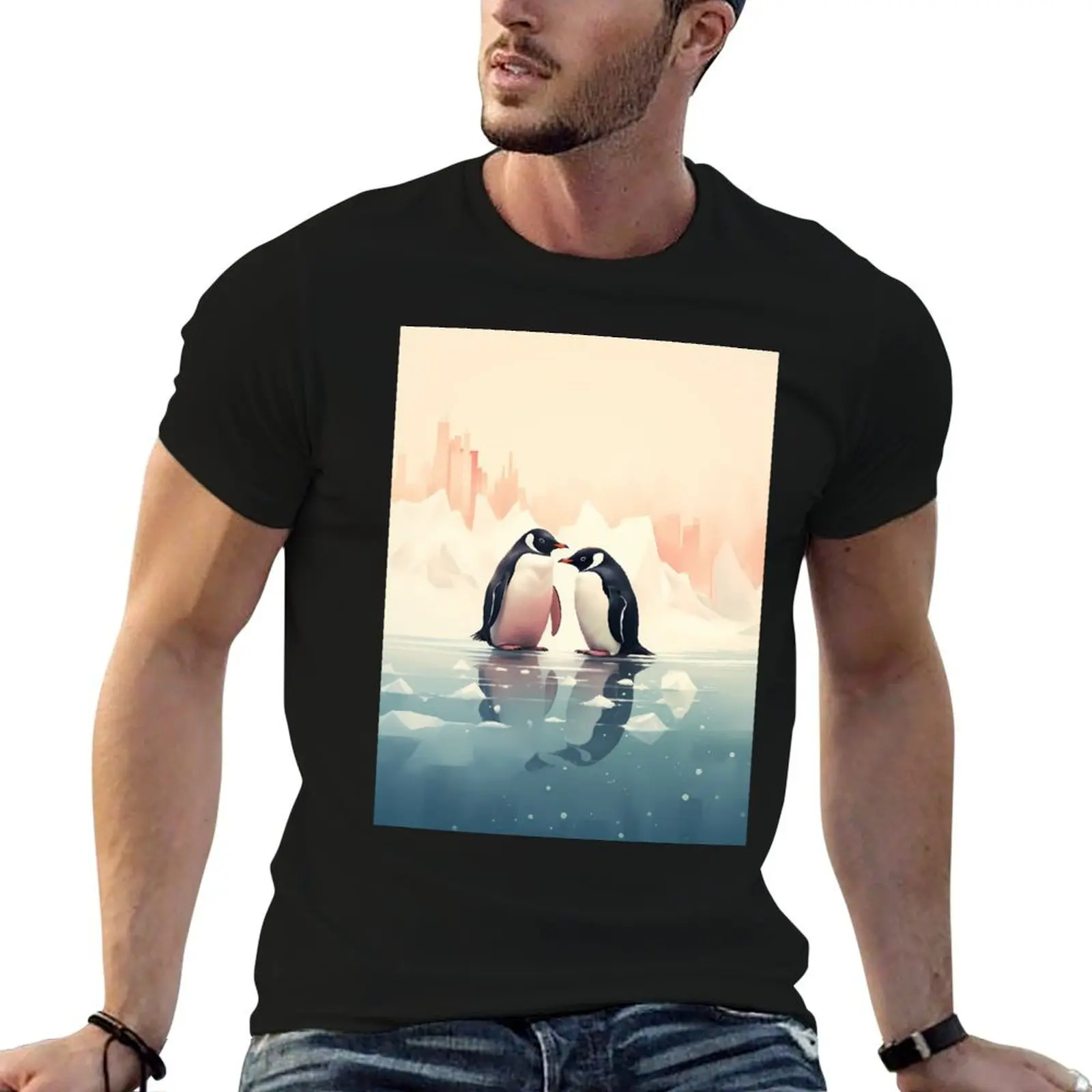 

Two Penguins T-Shirt man t shirt graphic man t shirt heavy cotton T-Shirt