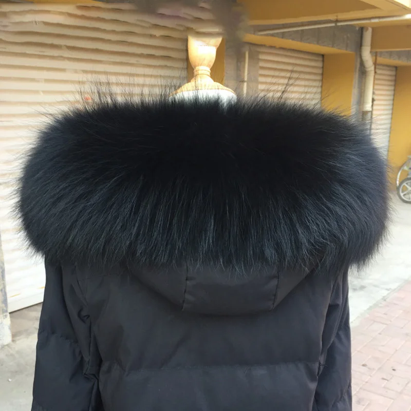 Raccoon Fur Collar For Women Winter Coat Natural Fur Collar Female Large Fur Shawl Furry Fur Straight Collar Warm Shawl Scarves