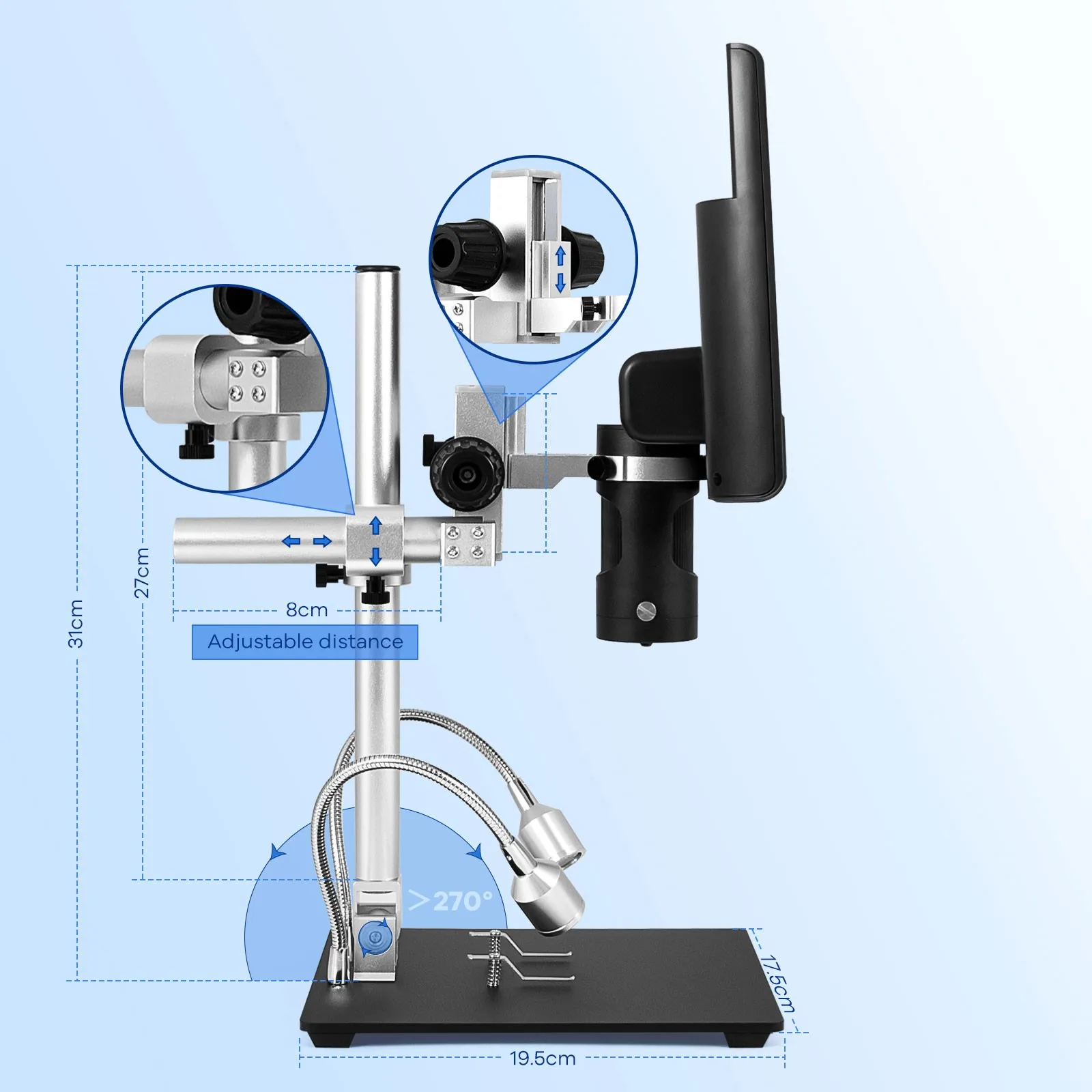 Maxgeek Andonstar AD249-M 10-inch LCD Screen Digital Microscope for Electronics Soldering and Repairing