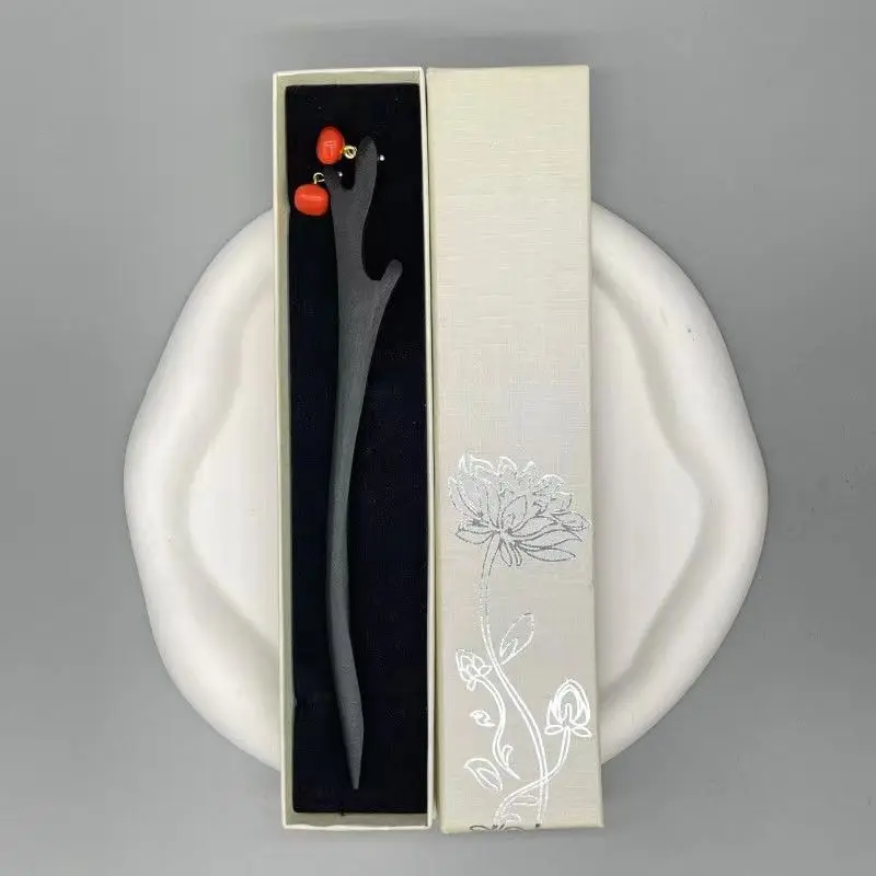 Grampo de cabelo presente estilo chinês caixa de presente conjunto clássico lótus premium hairpin passo shake borla hanfu headpiece presente feminino f3