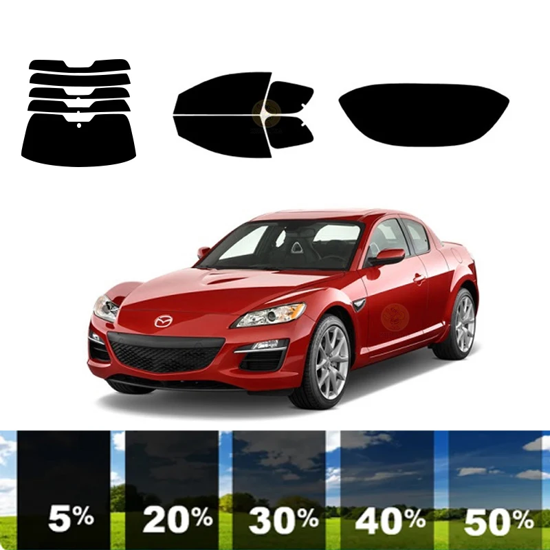 precut Removable Window Tint Film For Car 100% UVR 5%-70%VLT Heat Insulation Carbon ﻿For MAZDA RX-8 2 DR COUPE 2004-2008