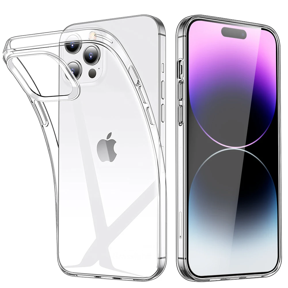 Ultra cienkie przezroczyste etui na telefon iPhone 16 15 14 13 12 11 Pro Max Mini X XR XS 7 8 Plus Miękka silikonowa przezroczysta tylna obudowa TPU