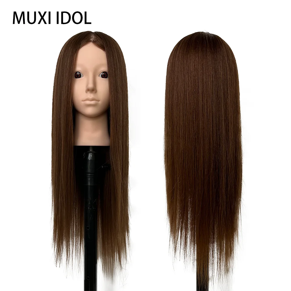 

New 95% Human Hair 22inch Mannequin Head With For Hair Training Styling Hairdresser Dummy Doll Heads For Practice Hairstyles