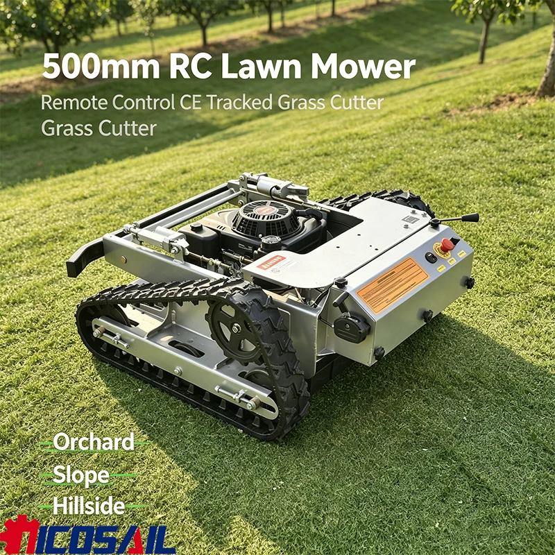 OEM Custom 500mm Remote Control Crawler Lawn Mower CE Tracked Grass Cutter for Orchard Slope Hillside and Farm Work