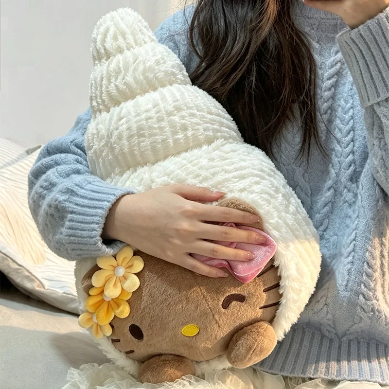 Black Coconut KT Cat Plush Toy Hello Kitty Hermit Crab Pillow Special Shaped Stuffed Animal Doll for Kids Birthday Xmas Gift