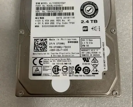 

For F9NWJ AL15SEB24EQY 0F9NWJ 2.4T SAS 10K 12G 2.5-inch R740 server hard drive