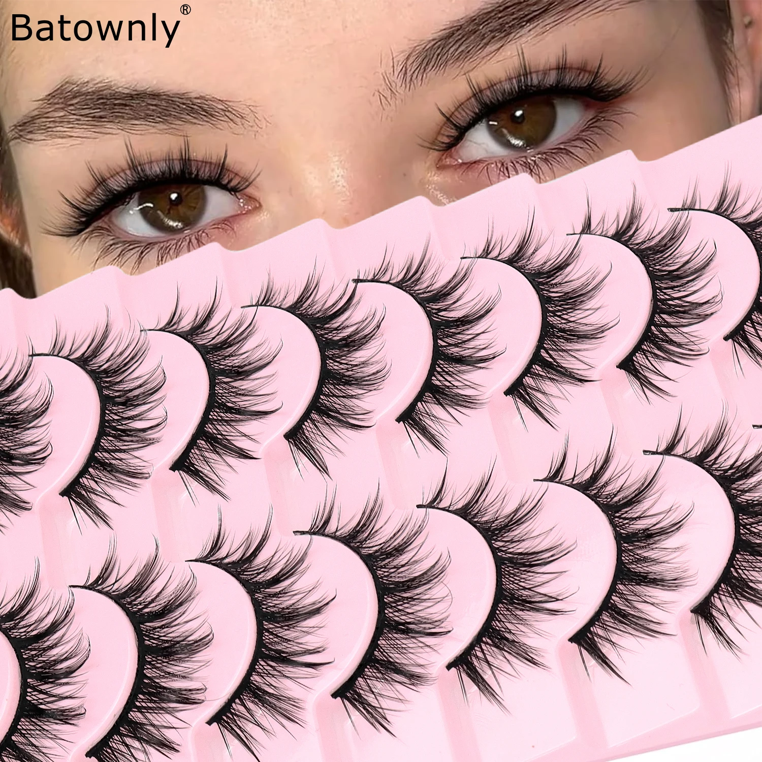 Manga Lashes Spiky Anime Künstliche Wimpern 8 Paar Natürliche Wimpern 6D Asiatische Falsche Wimpern Packung Weiche Wiederverwendbare Faux Mink Wimpern