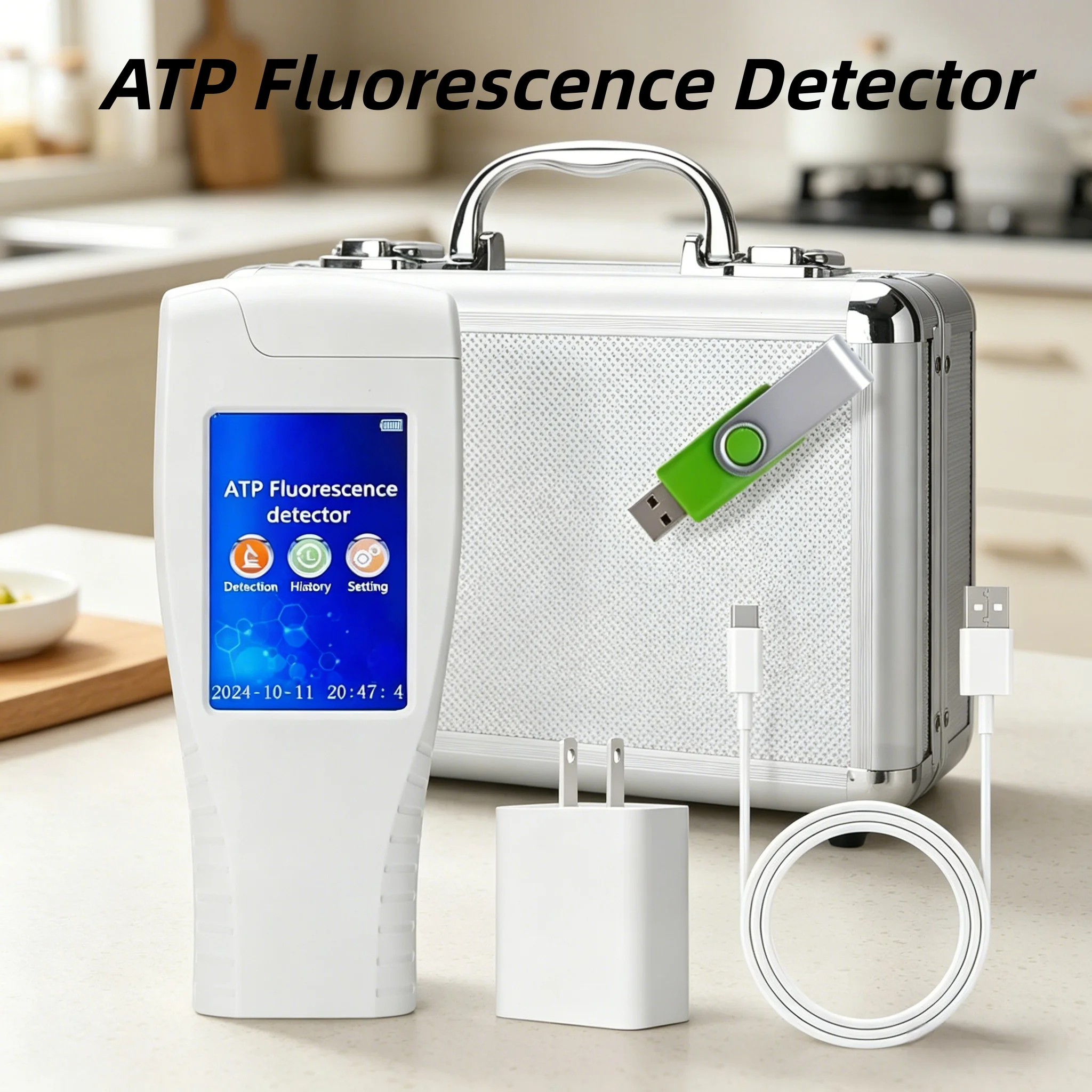ATP Fluorescence Tester Portable Rechargeable Handheld Microbial Surface Cleanliness Detector Food Hygiene Monitoring Tool
