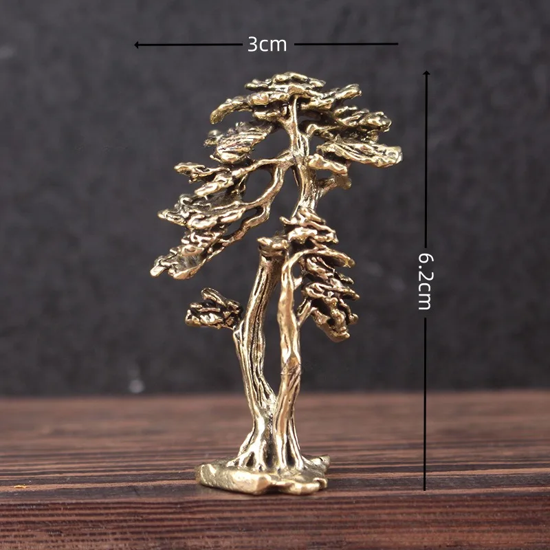 1 Mini Bonsai Tree Statue Copper Alloy Miniature Welcoming Pine Miniature Tree Statue Landscape Decoration Metal Handicraft - Image 5