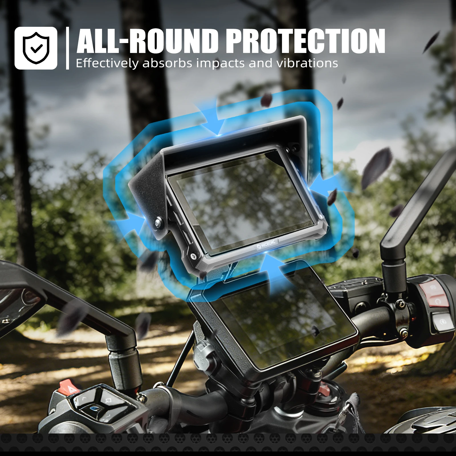 NICECNC For Garmin Zumo XT2 Protective Case Sun Visor Kit For Harley Street Glide Road King For Indian Challenger Pursuit Scout