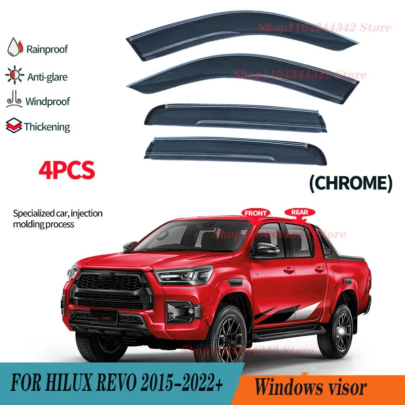 

For HILUX REVO 2015-2022+ Window visors Rain water prevention; Covering the sunlight; Anti fog; Snow prevention