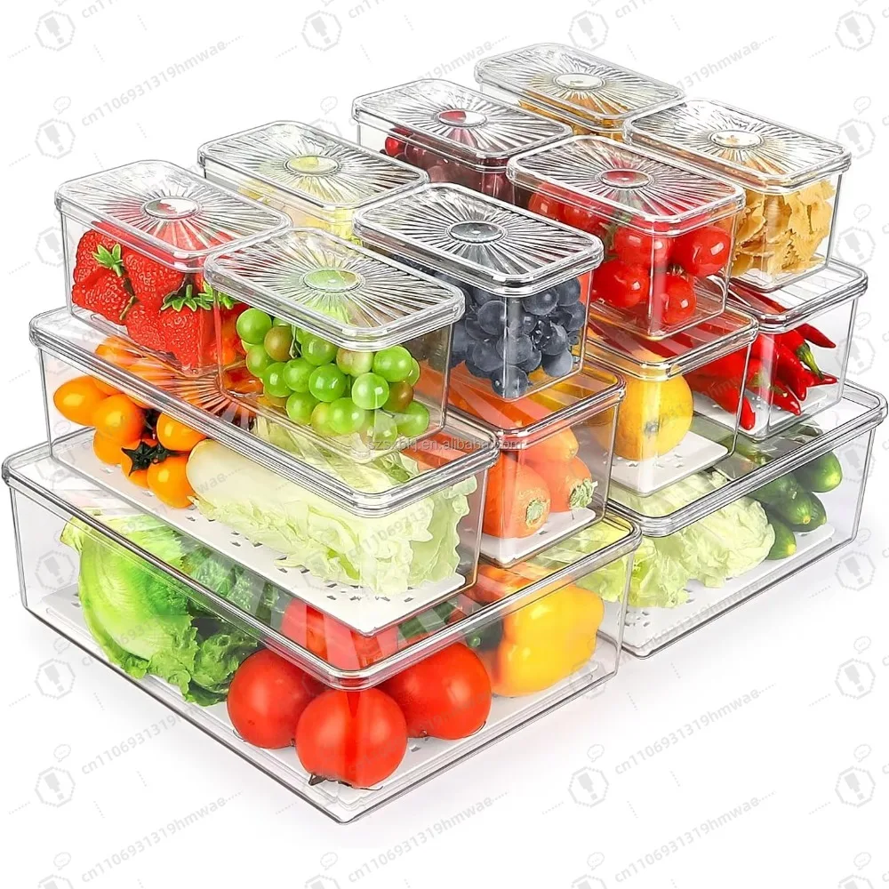 

14 pcs set Household storage BPA free Airtight plastic Stackable kitchen storage Grain dry food storage box container