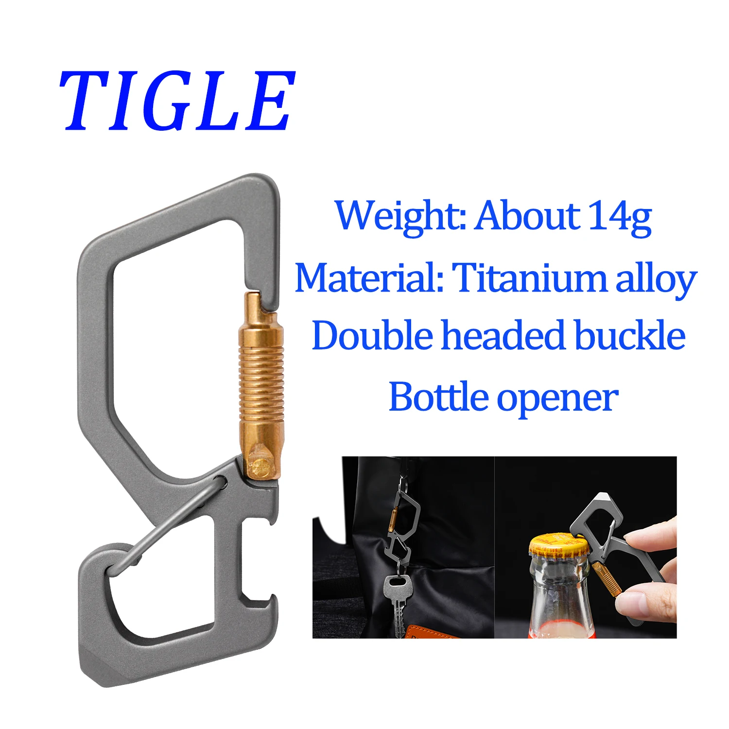 

Titanium Alloy Keychain Double Headed Buckle Multifunctional Portable Outdoor Tools Bottle Opener Pry The Jar