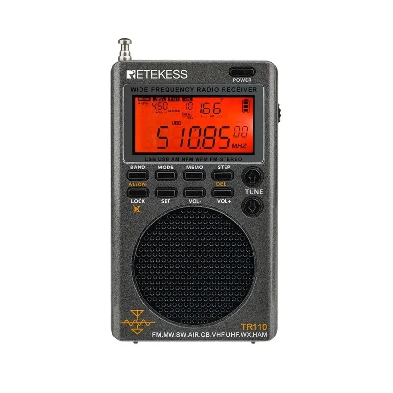 Retekess TR110 Portable SSB Shortwave Radio FM MW SW LSB AIR CB VHF UHF Full Band NOAA Alert Digital Radio Receiver for Outdoor