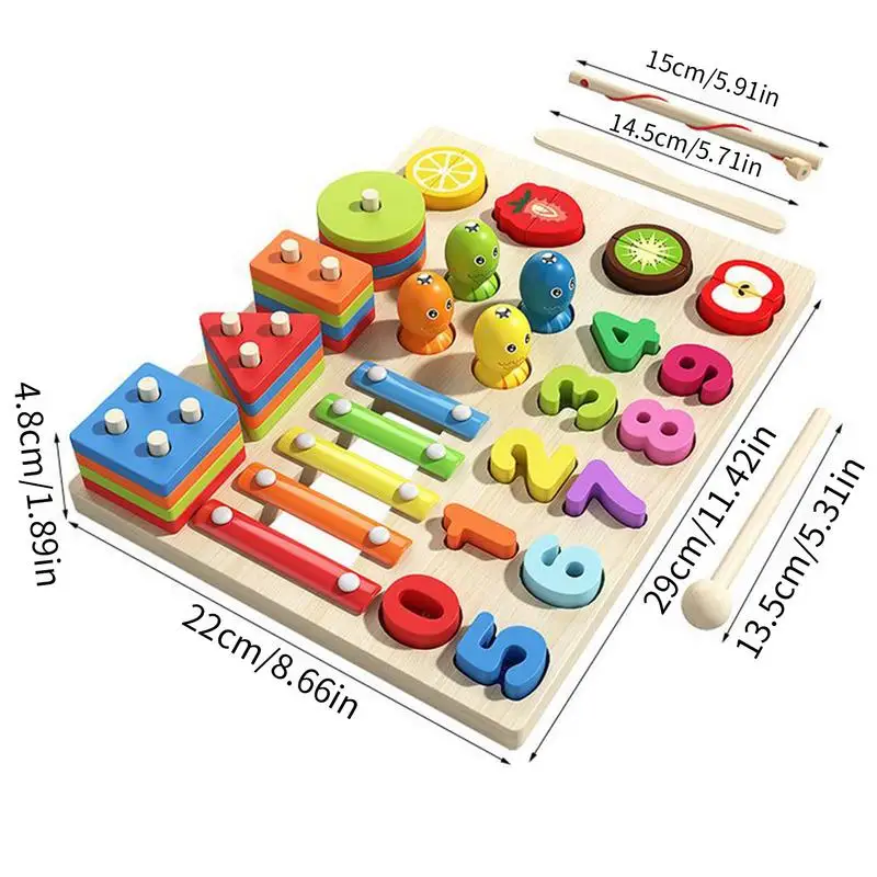 Wooden Shape Learning Puzzles Counting Shape Sorter Stacking Game Developmental Preschool Early Educational Sensory Toy Gifts