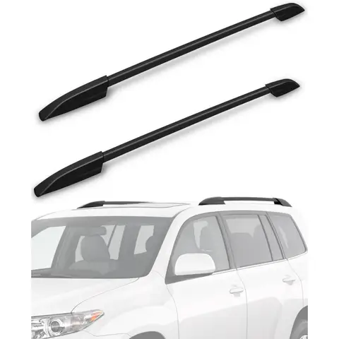 Universal Roof Rack Cross Bars Side Rails Baggage Carrier for Toyota Highlander 2008-2013 Black 2 Pcs