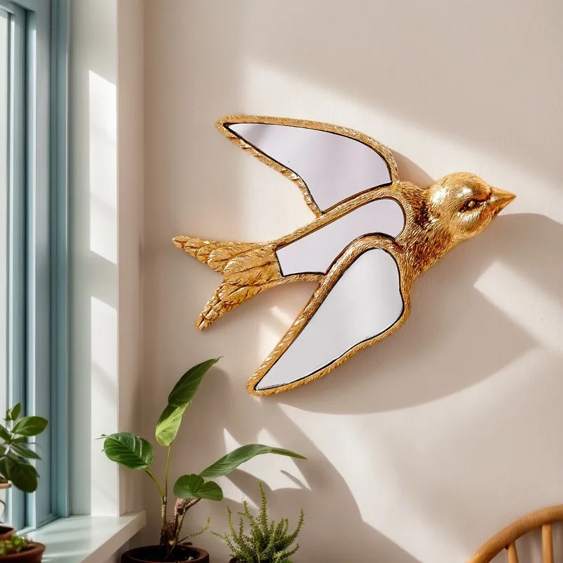 Creative Resin Material Swallow Decoration, Mirror Inlay, Suitable for Home Interior Wall Decoration Aesthetic Room Decor