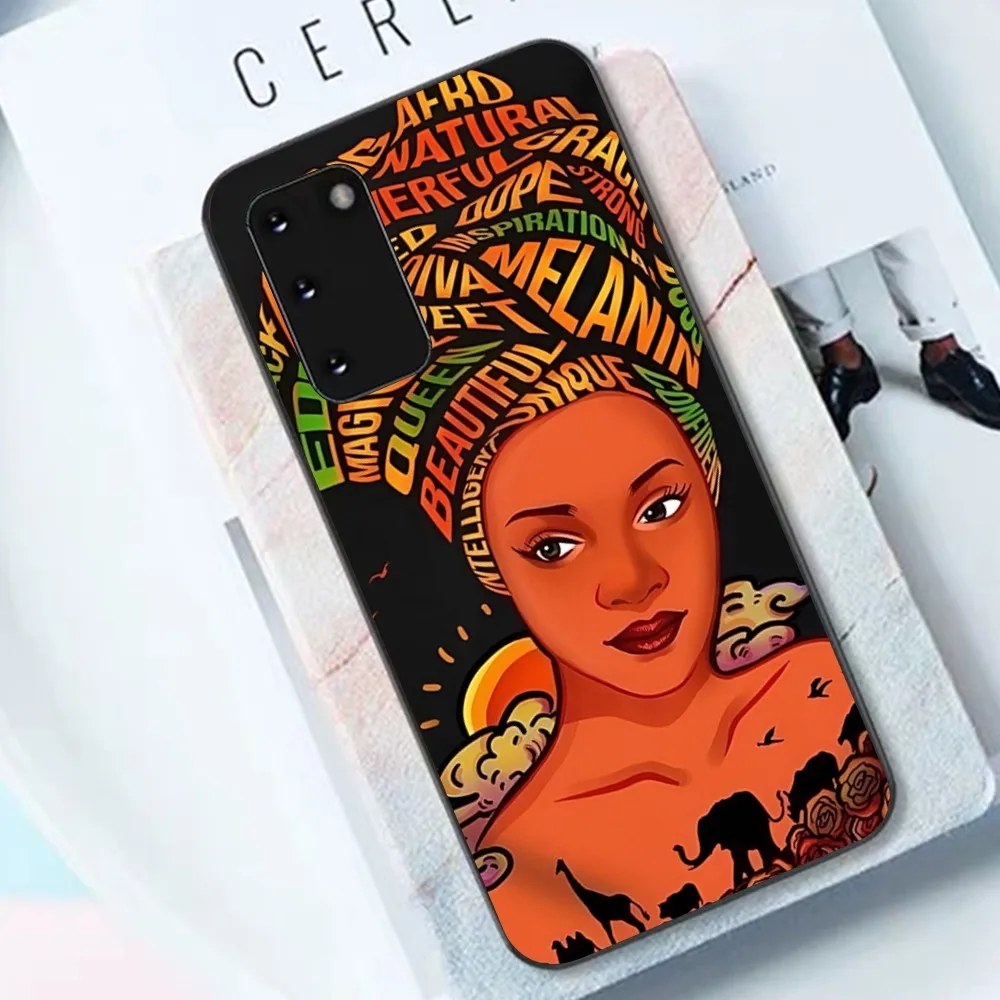 African Afro Melanin Poppin Black Girl Phone Case For Samsung S 9 10 20 21 22 23 30 23 24 Plus Lite Ultra FE S10lite Fundas