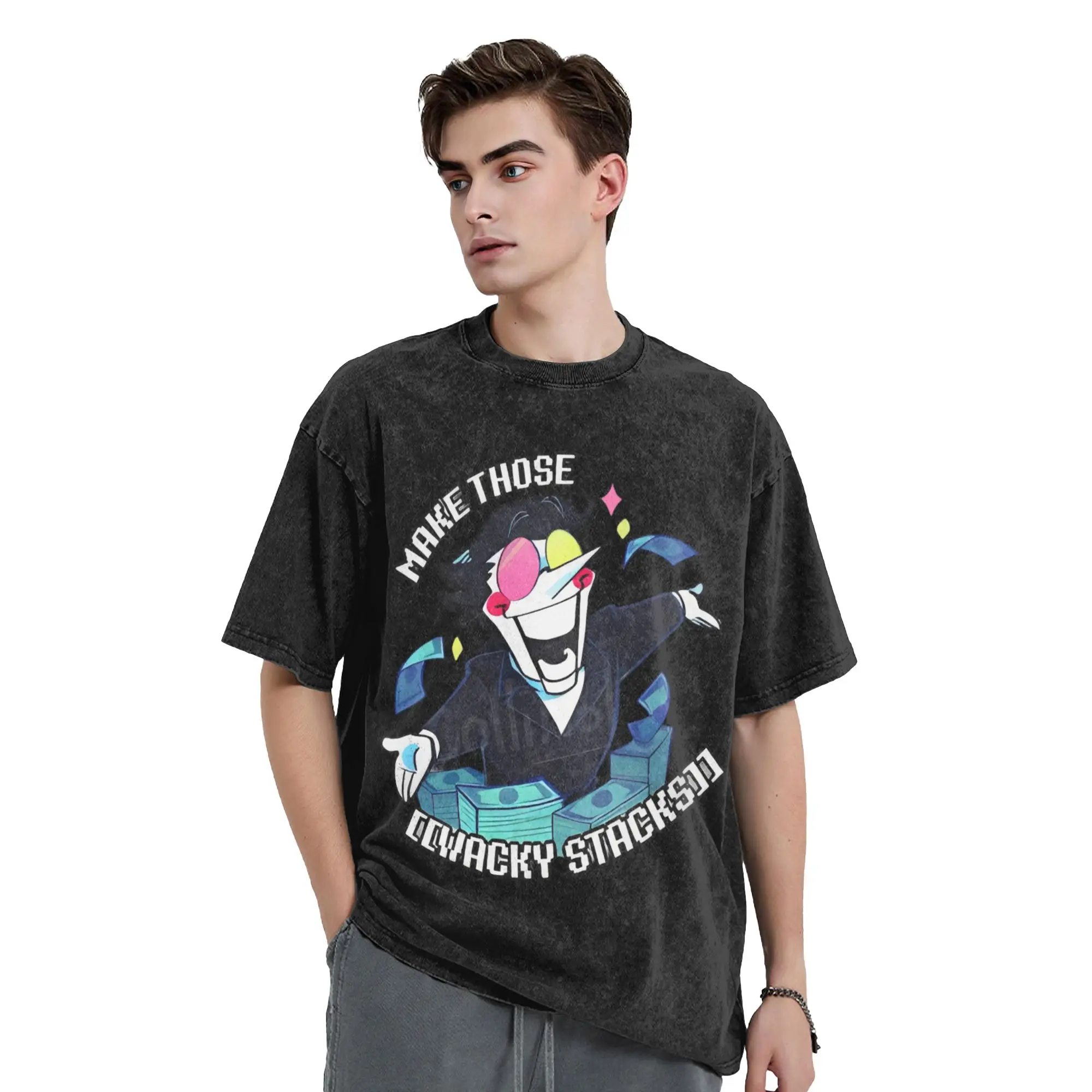 Deltarune Spamton MAKE THOSE [WACKY STACKS Washed T Shirt Streetwear T-Shirts  Tee Shirt Men Women 100% Cotton Oversize Summer