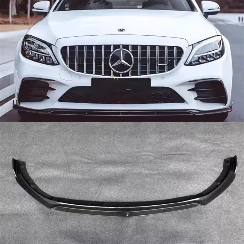 

Для Mercedes Benz Class C200 C260 C43 2019-2021 Передняя губа из настоящего углеродного волокна, передний бампер, нижняя губа под разветвителем, комплект кузова