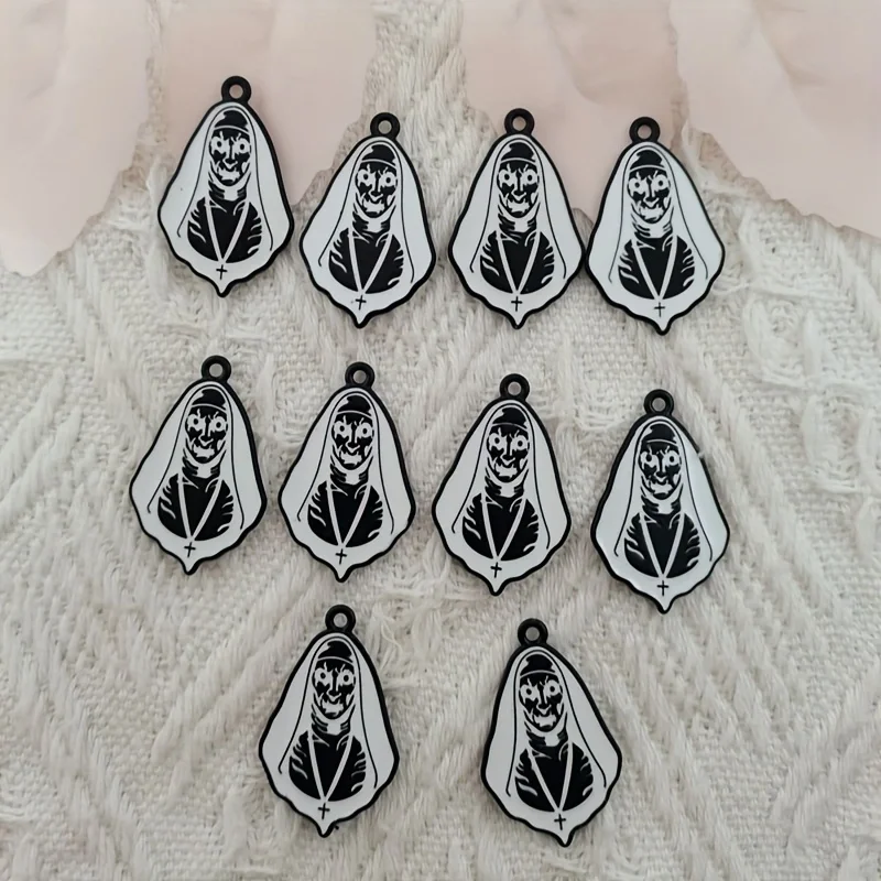 Diy Jewelry 10pcs Halloween Skull Talisman - Enamel Pendant for Necklace and Earrings, Zinc Alloy Craft Supplies