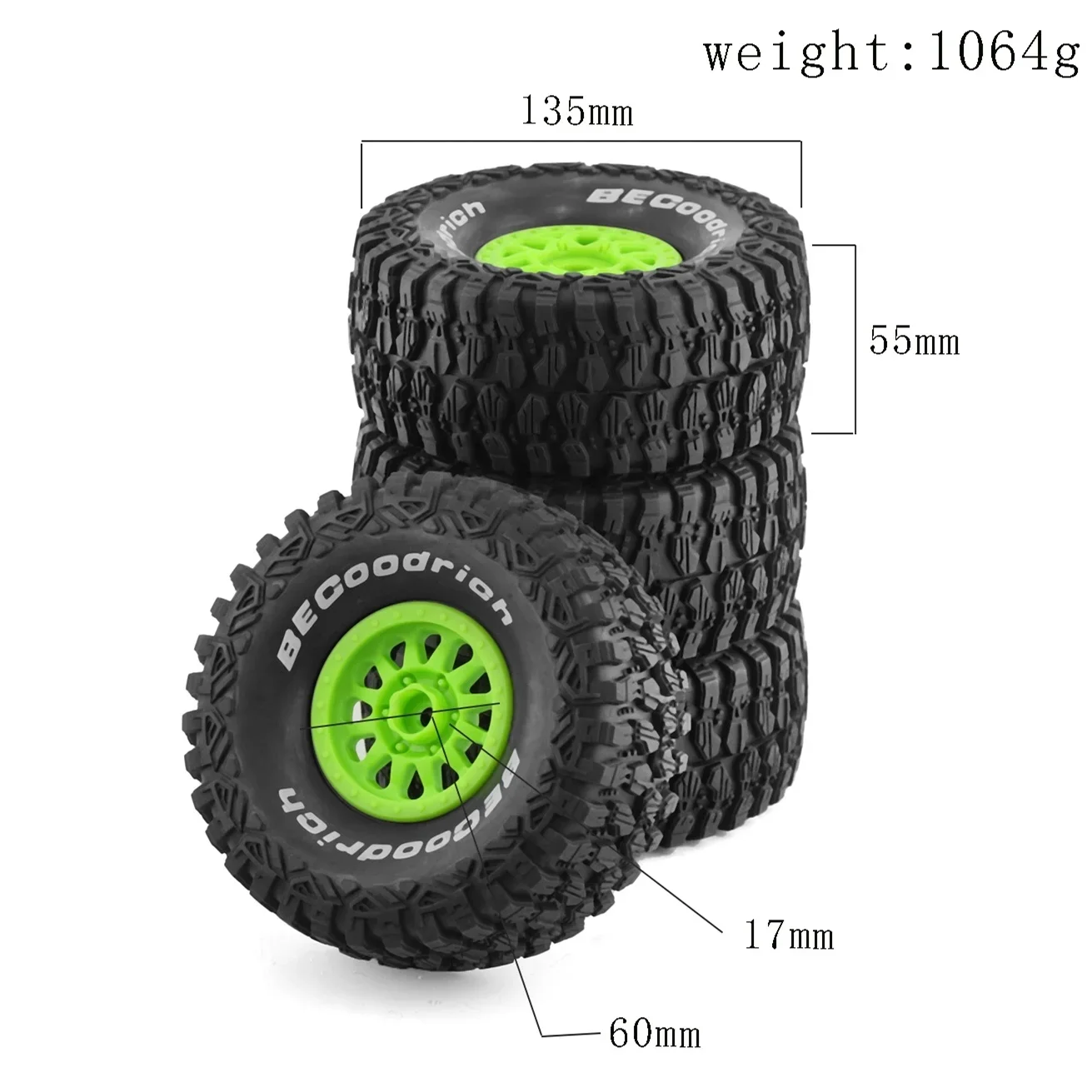 4szt. 135mm 1/7 Desert Short Course Truck Tire 17mm Wheel Hex do ARRMA Mojave TRAXXAS UDR Yikong DF7 FS Off-road Buggy RC Car