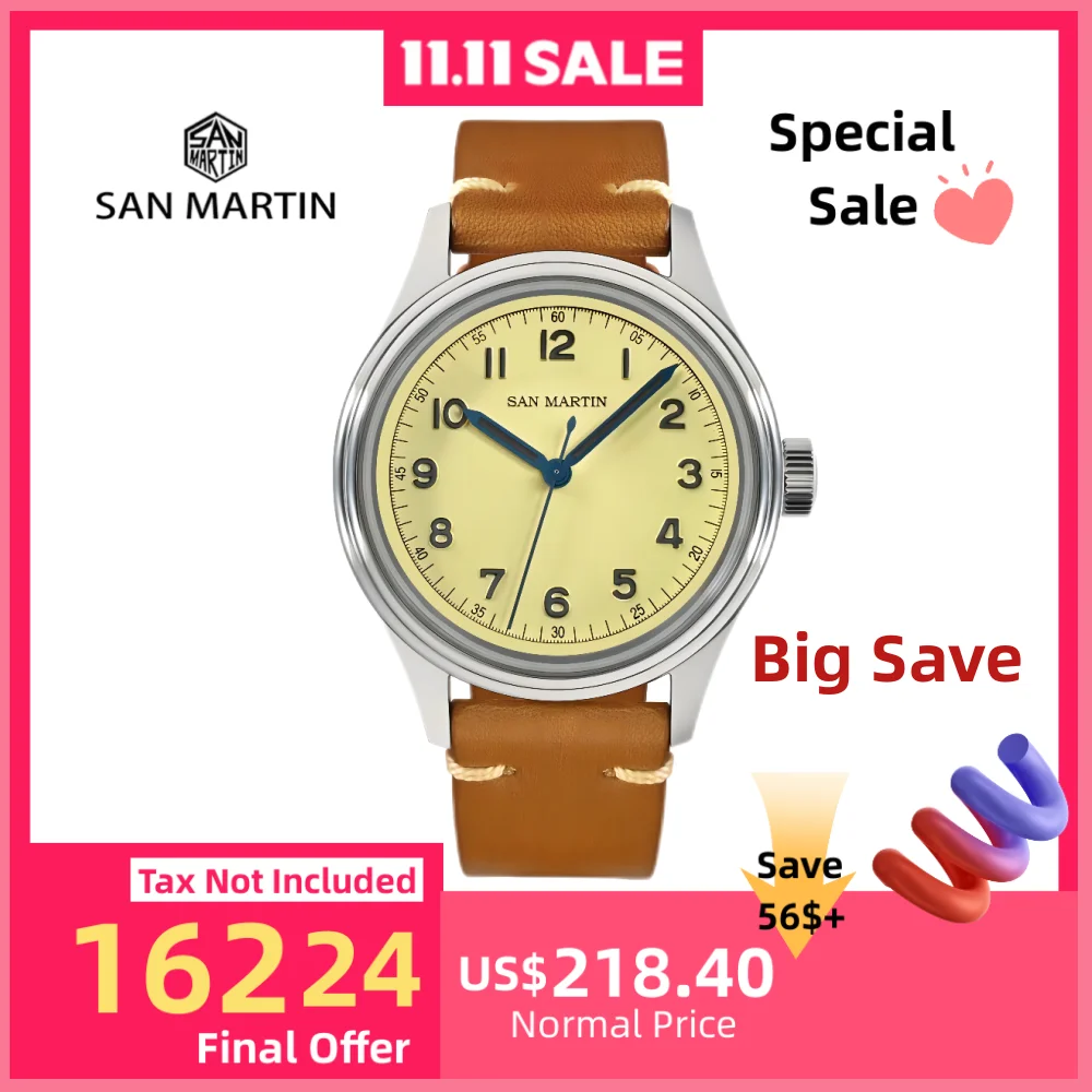 

San Martin 38.5mm Niche Automatic Mechanical Wristwatche Men NH35 Military Watches Sapphire часы мужские наручные 10Bar SN0108